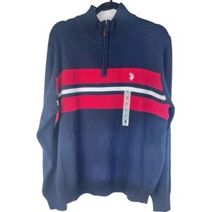 Ralph Lauren Blue Label Blue and Red Zip Up Sweater. NWT